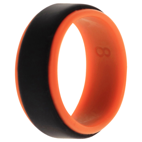 Silicone Wedding Step Ring - Orange-Black by ROQ for Men - 8 mm Ring - Picture 1 of 1